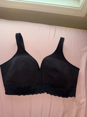 Black Lace-Trim Wireless Bra Cotton- Women Intimates & Sleepwear